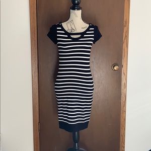 WHBM Black and White stripe Dress